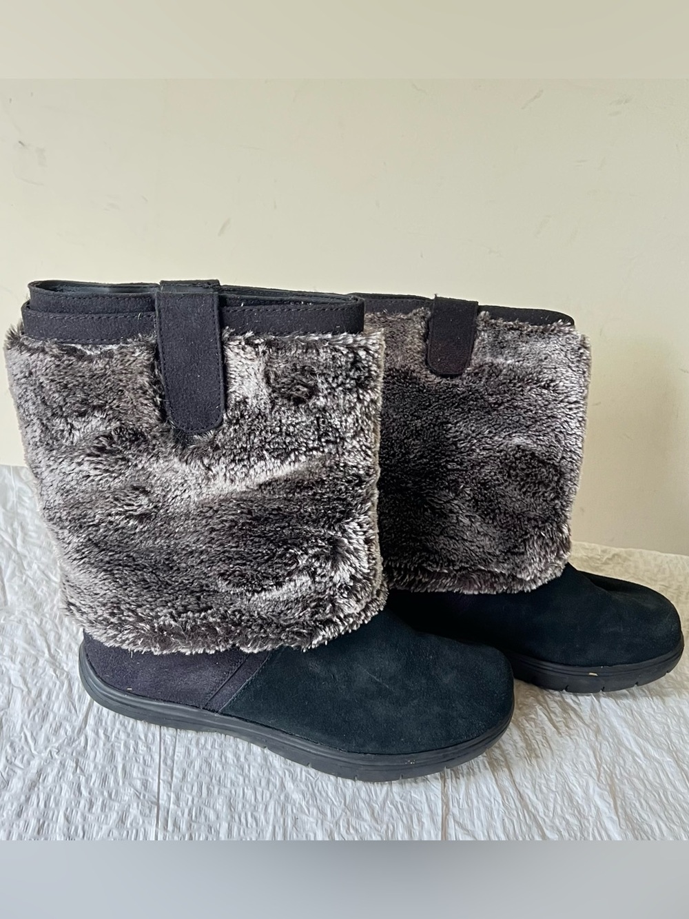 Tony Little Designs Faux Fur Winter Boots Black & Brown US 7